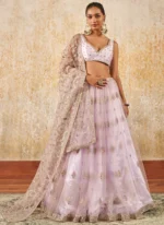 Lilac Net Lehenga Set