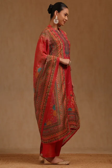 Shimmer Silk Red Suit