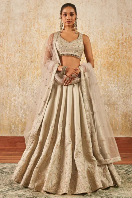 Beige Silk Lehenga
