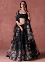 Black Organza Lehenga