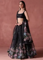 Black Organza Lehenga