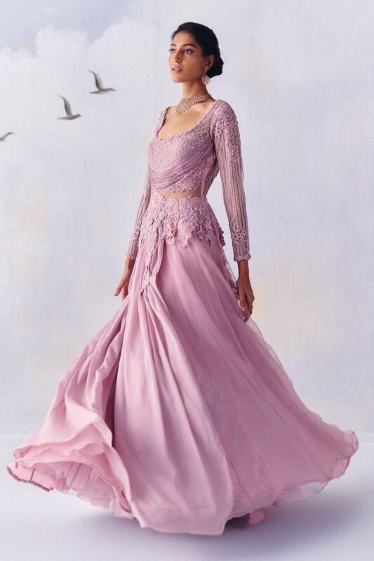 Purple Georgette & Net Gown