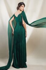 Green Chiffon Evening Gown