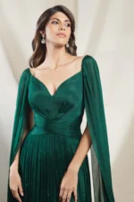Green Chiffon Evening Gown