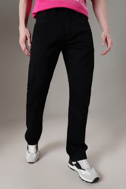Black Straight Fit Denim Jeans