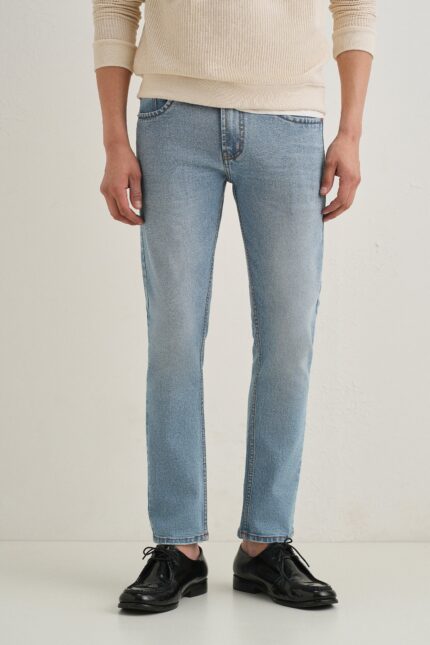 Light Blue Ankle Slim Fit Denim Jeans