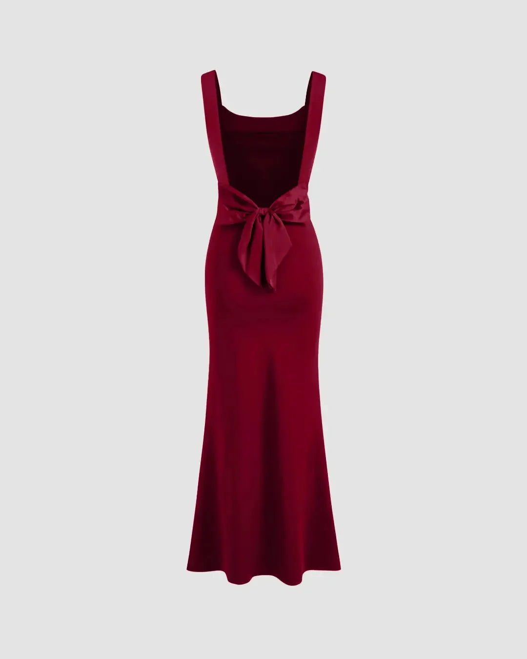 Burgundy Scoop Neck Backless Bodycon Midi Dress For Women