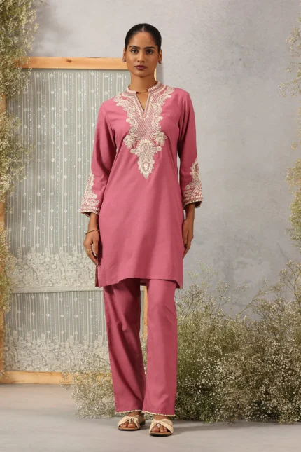 Embroidered Cotton Kurta Set