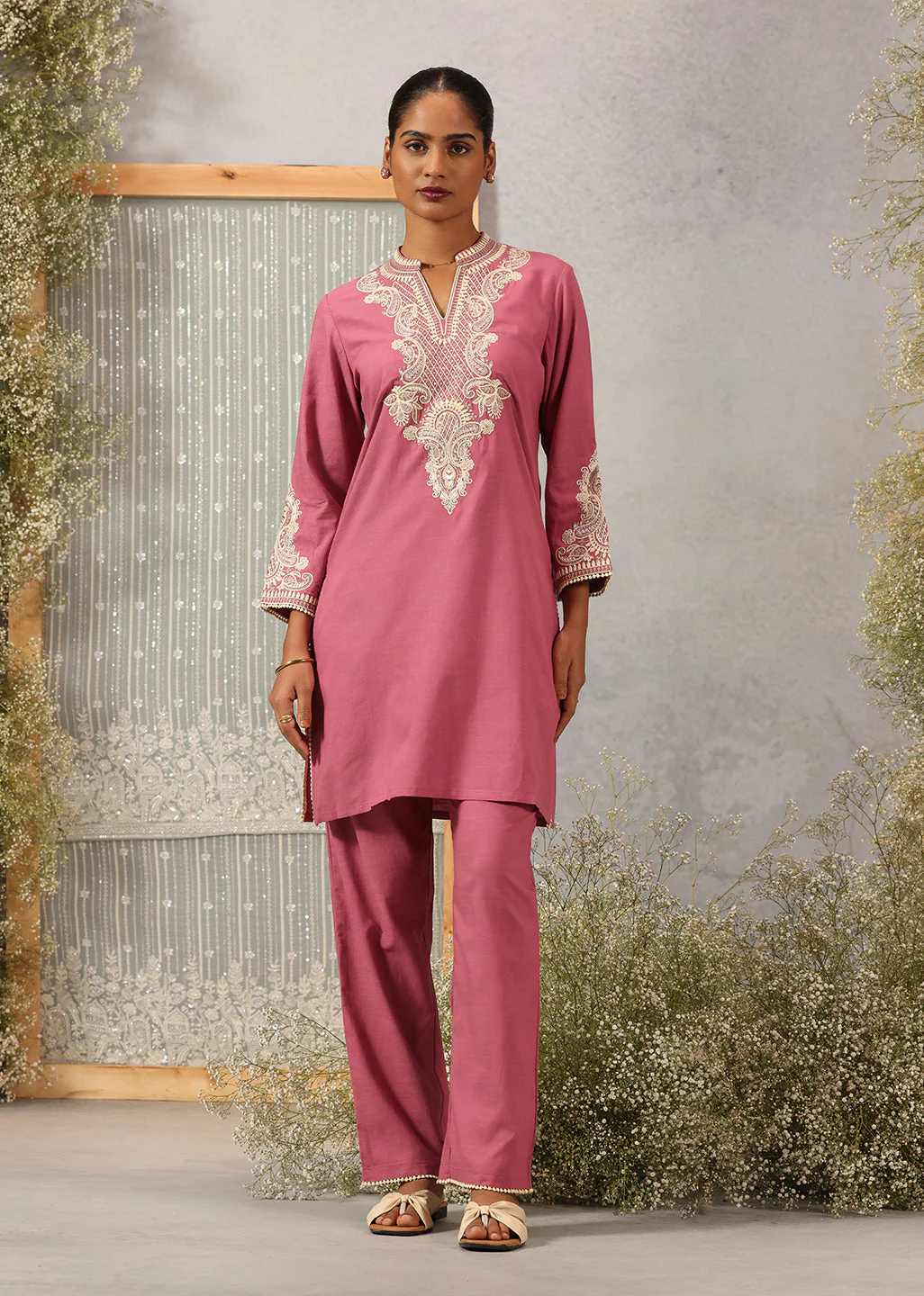 k1 Embroidered Cotton Kurta Set